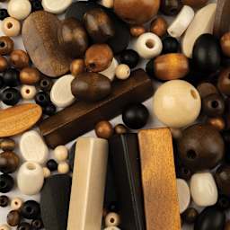 John Bead Wood Craft Beads - Natural, Black, Brown, and Dark Brown, 90 g Bag
