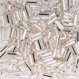 John Bead Czech Glass #3 Bugle Beads - Silver-Lined Crystal close up