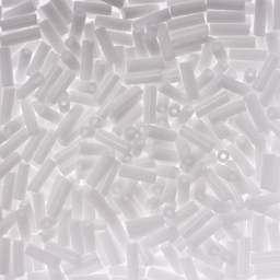 John Bead Czech Glass #3 Bugle Beads - Opaque White close up