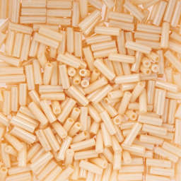 John Bead Czech Glass #3 Bugle Beads - Eggshell close up