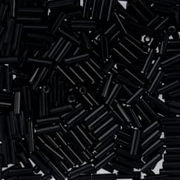 John Bead Czech Glass #3 Bugle Beads - Opaque Black close up