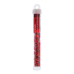 John Bead Czech Glass #3 Bugle Beads - Silver-Lined Light Red, 6.5 mm, 19 g Tube