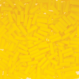 John Bead Czech Glass #3 Bugle Beads - Opaque Lemon Yellow close up