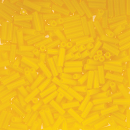 John Bead Czech Glass #3 Bugle Beads - Opaque Gold Yellow close up