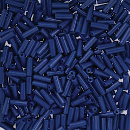 John Bead Czech Glass #3 Bugle Beads - Opaque Dark Royal Blue close up