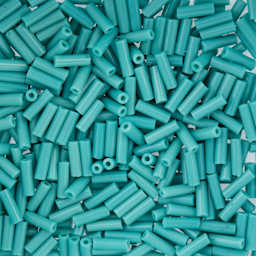 John Bead Czech Glass #3 Bugle Beads - Opaque Turquoise close up
