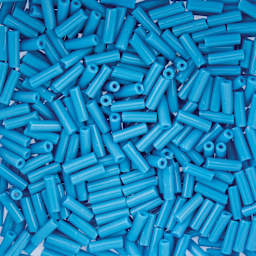 John Bead Czech Glass #3 Bugle Beads - Opaque Medium Blue close up