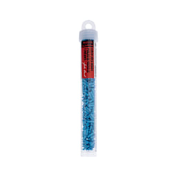 John Bead Czech Glass #3 Bugle Beads - Opaque Medium Blue, 6.5 mm, 19 g Tube