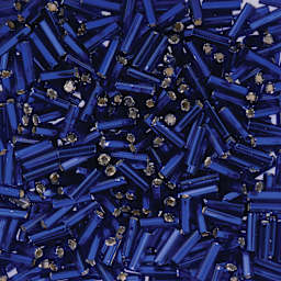 John Bead Czech Glass #3 Bugle Beads - Silver-Lined Royal Blue close up