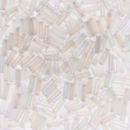 John Bead Czech Glass #3 Bugle Beads - Transparent Crystal Iris close up