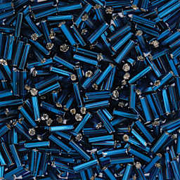John Bead Czech Glass #3 Bugle Beads - Silver-Lined Dark Aqua close up