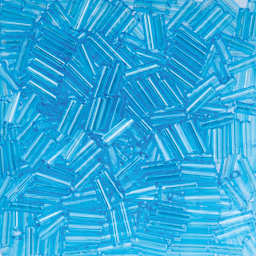 John Bead Czech Glass #3 Bugle Beads - Transparent Aqua Luster close up