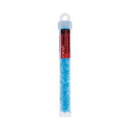 John Bead Czech Glass #3 Bugle Beads - Transparent Aqua Luster, 6.5 mm, 19 g Tube