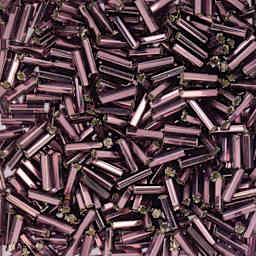 John Bead Czech Glass #3 Bugle Beads - Silver-Lined Purple close up