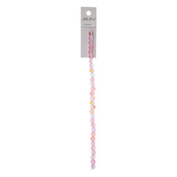 John Bead Crystal Lane DIY Glow in the Dark Round Bead Strand - Pink AB, 7 in with packaging