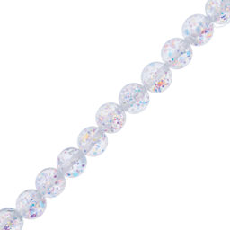 John Bead Resin Round Beads with Sequins Strand - Crystal AB Sequins, 7" Strand, 15.8 mm Dia