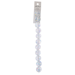 John Bead Resin Round Beads with Sequins Strand - Crystal AB Sequins, 7" Strand, 15.8 mm Dia with packaging