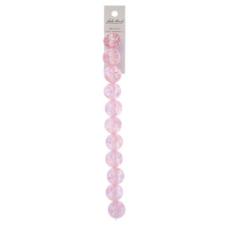 John Bead Resin Round Beads with Sequins Strand - Pink AB Sequins, 7" Strand, 15.8 mm Dia with packaging