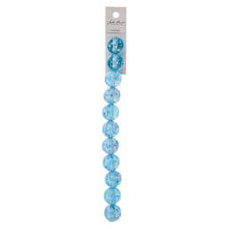 John Bead Resin Round Beads with Sequins Strand - Blue AB Sequins, 7" Strand, 15.8 mm Dia with packaging