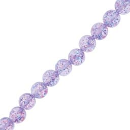 John Bead Resin Round Beads with Sequins Strand - Purple AB Sequins, 7" Strand, 15.8 mm Dia