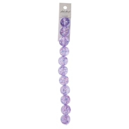 John Bead Resin Round Beads with Sequins Strand - Purple AB Sequins, 7" Strand, 15.8 mm Dia with packaging