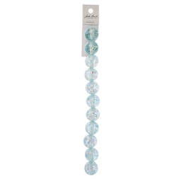 John Bead Resin Round Beads with Sequins Strand - Green AB Sequins, 7" Strand, 15.8 mm Dia with packaging