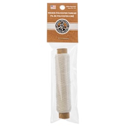 Gudebrod Waxed Polyester Thread - White, 25 yd Spool front of packaging