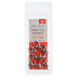 John Bead Stainless Steel Jewelry Clasps - Pkg of 8, Lobster Clasps, 15 mm x 9 mm front of packaging