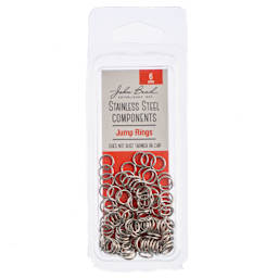 John Bead Stainless Steel Jump Rings - Pkg of 100, 6 mm front of packaging