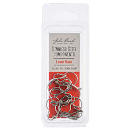 John Bead Stainless Steel Earwires - Pkg of 10, Leverback, 21 mm front of packaging