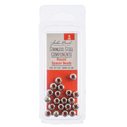John Bead Stainless Steel Round Spacer Beads - Pkg of 20, 6 mm front of packaging