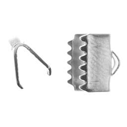 John Bead Stainless Steel Ribbon Cord Clamps - Pkg of 8, 8.5 mm
