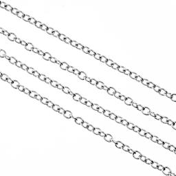 John Bead Stainless Steel Jewelry Chain - Rolo Chain, 1 m Long, 2 mm x 1.5 mm Links
