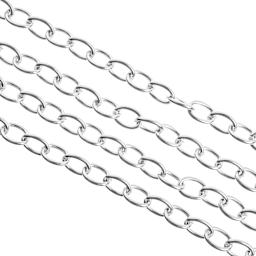 John Bead Stainless Steel Jewelry Chain - Rolo Chain, 1 m Long, 6.9 mm x 5 mm Links close up to show links