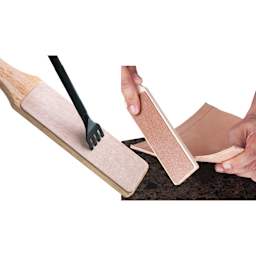 John Bead Metal Complex Leather Strop being used to sharpen tools