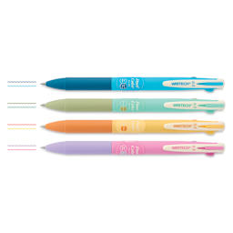 Writech Dual Color Gel Pens - Set of 4, Assorted No. 1, pens with swatches