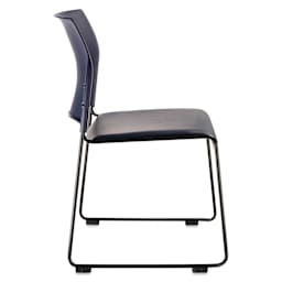 NPS Cafetorium Vinyl Stack Chair - Blue, side of chair