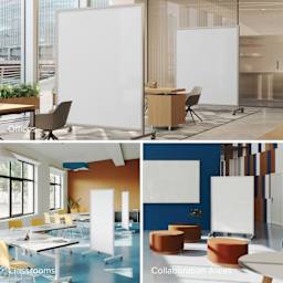 Ghent EZ Mobile Porcelain Whiteboards in different office settings