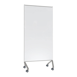 Ghent Pointe Mobile Glassboard - White/Silver, 36" x 77"