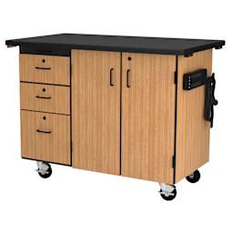 NPS Mobile Storage Cabinet - Cart with External Drawers and Pegboard, front of cart