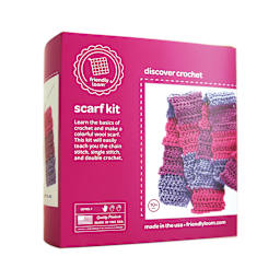 Friendly Loom Discover Crochet Scarf Kit - Berry front of packaging