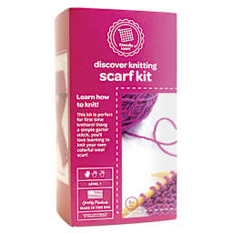 Friendly Loom Discover Knitting Scarf Kit - Pink front of packaging