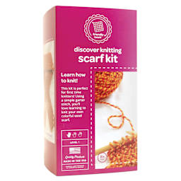 Friendly Loom Discover Knitting Scarf Kit - Orange front of packaging