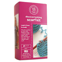 Friendly Loom Discover Knitting Scarf Kit - Blue front of packaging