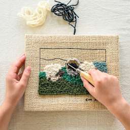 Friendly Loom Discover Rug Hooking Kit - Sheep, 5" x 7" in progress project