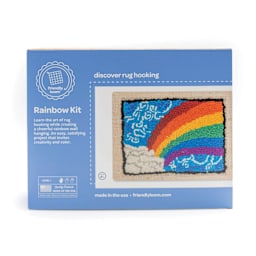 Friendly Loom Discover Rug Hooking Kit - Rainbow, 5" x 7" front of packaging