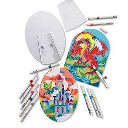 Bright Stripes iHeartArt Marker By Number Fierce Dragons Kit, contents