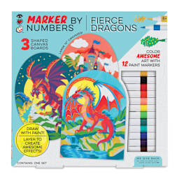 Bright Stripes iHeartArt Marker By Number Fierce Dragons Kit