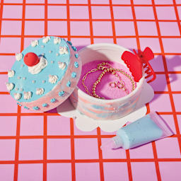 Bright Stripes Decorate-a-Cake Jewelry Box - 5-1/2" x 3" open