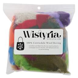 Wistyria Editions 100% Wool Roving Bits & Ends - 1 oz Bag front of packaging